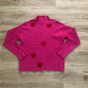 Nicole Miller Pink Long Sleeve Top with Red Heart Accents